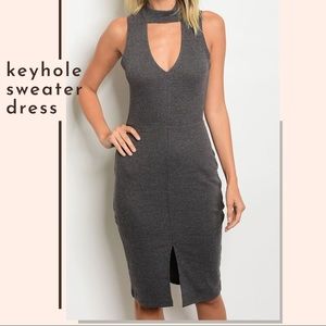 Keyhole sweater dress in Gray